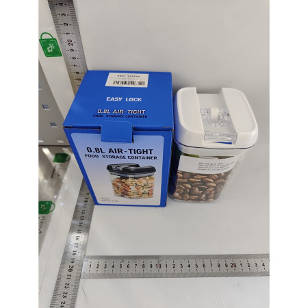 Cutie de Depozitare Alimente, Cyrax, Cutie de Depozitare tip Container pentru Bucatarie, cu Capac, Inchidere Ermetica, Cutie pentru Cereale, 15.5 x 10 x 10 cm, volum 0.8 L, Alb