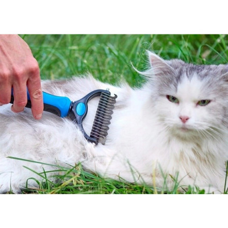 Pieptene pentru Părul de Animale,  Dispozitiv de Îngrijire cu Două Fețe, Îndepărtarea părului, Albastru