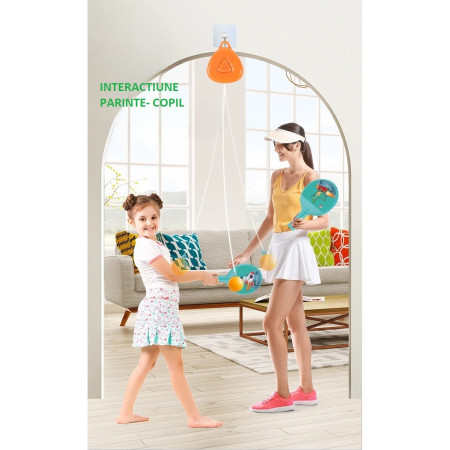 Set Palete pentru Tenis de Masa, Cyrax, pentru Copii, Accesoriu de Agatat Inclus, 2 Mingi, Design Animat, Albastru