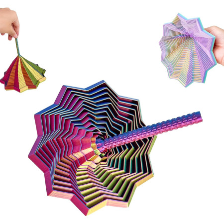 Jucarie Decompresie, Cyrax, Model Stea 3D, DuoChrome, Maner Spirala, Turn Magic Geometric, Multiple Forme, Anti-stress, 8.6 cm, Albastru/Verde/Rosu