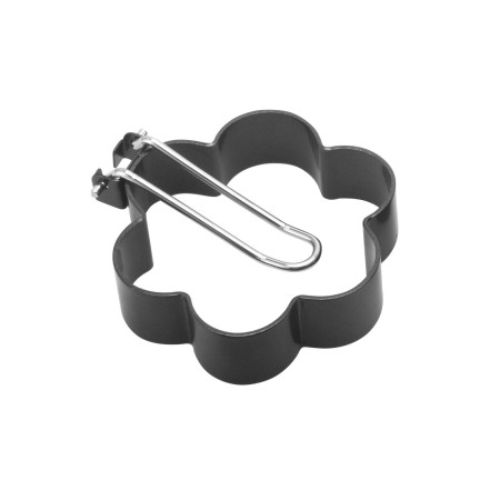 Set 4 forme pentru ou Cyrax, din otel, strat antiaderent, diametru 7.5 cm, cu maner din ABS, negru