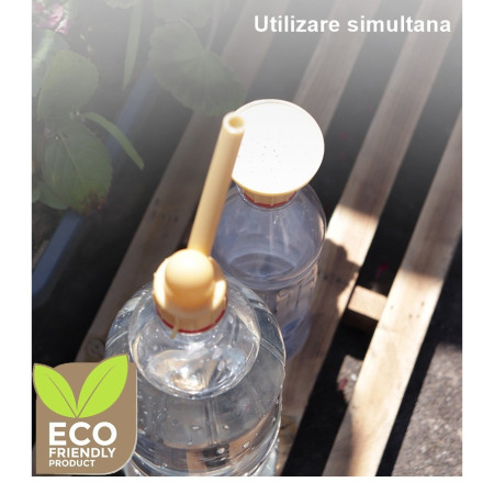 Set 2 capace de sticla pentru irigat florile  stropitoare si teava, practic si usor de utilizat, portabil, reutilizabil, 8 x 7.5 cm, galben