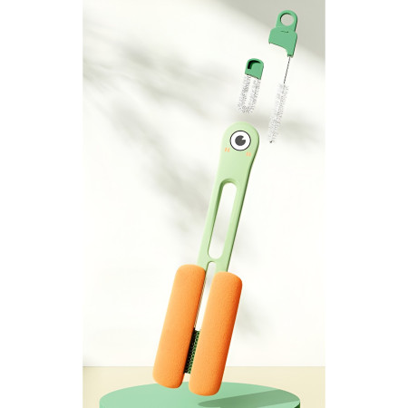 Perie de Curatat Pahare, Cani, Sticle, Cyrax, cu Maner Lung si Burete, Accesorii pentru Spalarea Paielor si Capacelor, usor de Agatat, 27.5x11.4x6cm, Verde