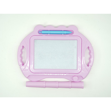 Tabla Magnetica pentru desen Cyrax, Pix, forma dreptunghi, dimensiuni 23x17 cm, Dezvolta Creativitatea, cu picioare suport, Roz Pal