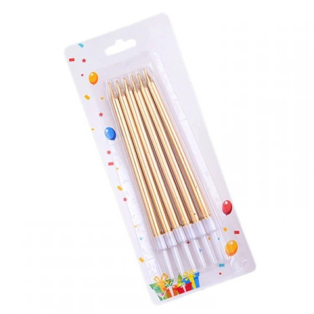 Set 6 Lumanari de Tort, Cyrax, din Parafina, 11 x 0.4 cm, Lucioase, Sampanie