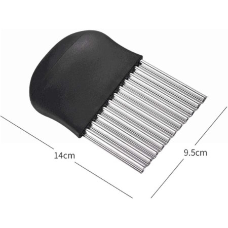 Cutit pentru Cartofi Ondulati, Cyrax, pentru Legume, Forma Ondulata, Usor de Utilizat, Taiere, Negru