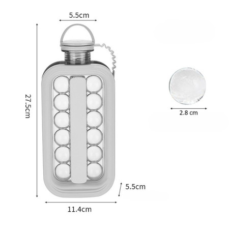 Forma pentru Gheata 2 in 1 Portabila, Cyrax, Tavita sub Forma de Sticla, Diametru 3 cm, Multifunctional, 17 Bilute de Gheata, 27.5 x 11.4 x 5.5 cm, Culoare Alb
