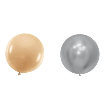 Set 2 Baloane din Latex, Cyrax, Model Party Jumbo, 90 cm, Auriu Argintiu, 35 g