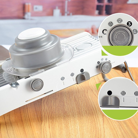 Feliator Manual Multifunctional, Cyrax, Usor de Folosit, pentru Legume, Fructe, Razatoare, Otel Inoxidabil, Accesoriu Bucatarie, 39 x 11.5 x 12.5 cm Alb