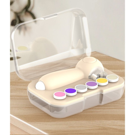 Set Pila Electrica, Cyrax, pentru Copii si Bebelusi, din ABS, 6 Accesorii, Incarcare USB, cu Lumina Led, 11.5 x 5.5 cm, Alb