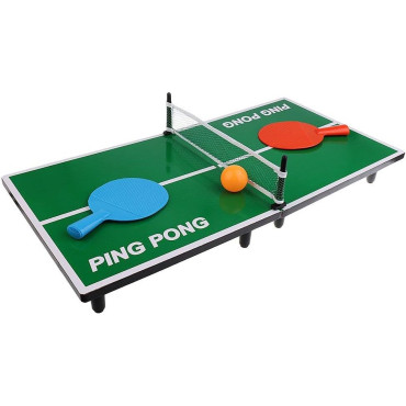 Mini Masa de Ping Pong Cyrax, pentru interior, Material Lemn, 60 x 10 x 30 cm, 2 mingi, portabila, verde