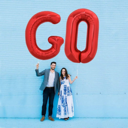 Balon Folie Metalizata Litera G, Cyrax, 40 cm, Umflati cu Heliu sau Aer, Ambalaj Individual, Pai inclus, Rosu