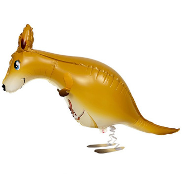 Balon din Folie Metalizata, Cyrax, Figurina Animata, Model Cangur, 102x34 cm, Ambalaj Individual, Pai Inclus, Umflare cu Aer sau Heliu, Maro