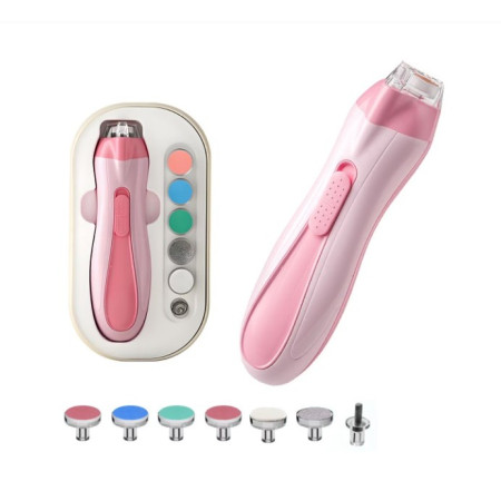 Pila Electrica, Cyrax, pentru Copii si Bebelusi, din ABS, 6 Accesorii, cu Lumina LED, 9.5 x 6 x 17 cm, Roz