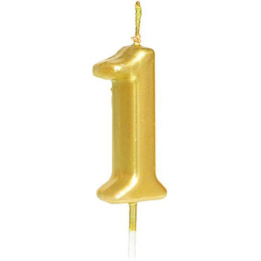 Lumanare de Tort, Cyrax, Model Cifra 1, Party, 4.5 x 2.5 cm, din Parafina, Auriu