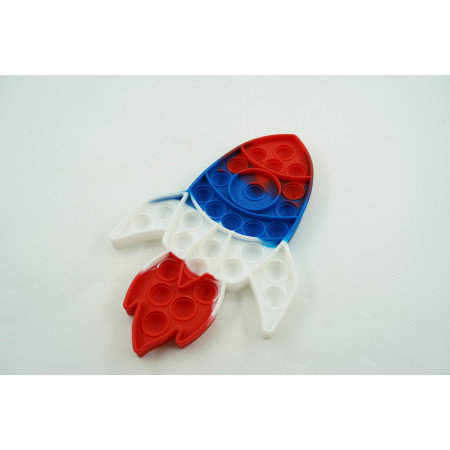 Jucarie antistres din silicon Cyrax, Pop it Now and Flip It ,Racheta ,Multicolor