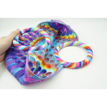 Jucarie Antistres din silicon Cyrax, Pop It Now And Flip It, Geanta mare, 28 cm, Multicolor, V1