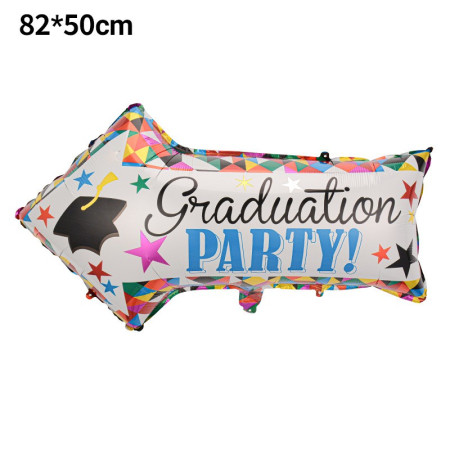 Balon din Folie Metalizata, Cyrax, Figurina Sageata, Tema Absolvire, 82x50 cm, Ambalaj Individual, Pai Inclus, Umflare cu Aer sau Heliu, Multicolor