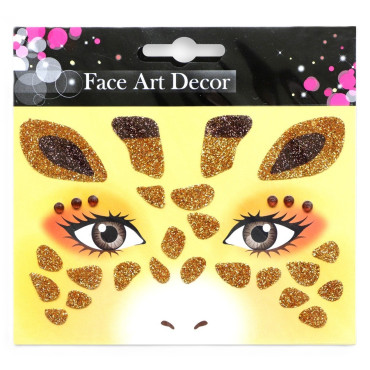 Sticker Temporar pentru Fata, Cyrax, pentru Machiaj, Face Art, Halloween, Teatru, Model Girafa, Galben