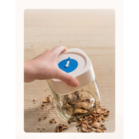 Borcan din Sticla de Inalta Calitate, Cyrax, Capac Ermetic, Uz Casnic, Depozitarea Condimentelor sau a Alimentelor Umede si Uscate, 750 mL, 10x10x12.2 cm, Alb