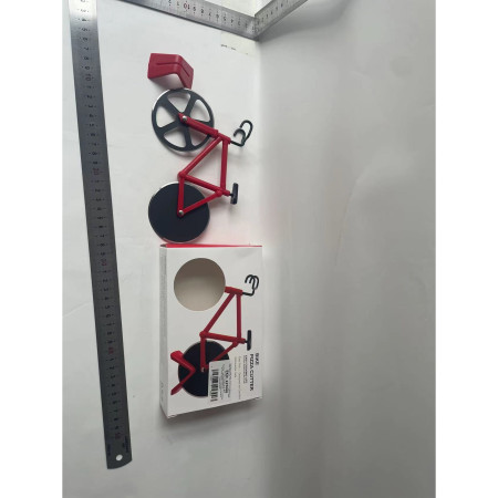 Cutit pizza creativ Cyrax, in forma de bicicleta, cu suport pentru cutit, 19 x 12.5 cm, otel/PP, negru