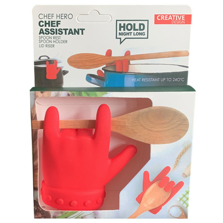 Suport Capac Anti- Varsare, Suport Lingura pentru Oala, Cyrax, Model in Forma de Deget, din Silicon, Rosu