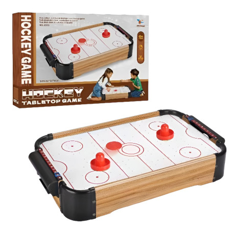 Masa Air Hockey Graffiti fara Picioare, Cyrax, Lemn, 2 Pucuri, Tabela Scor, 2 Impingatoare, 57x31x9.5 cm, Maro