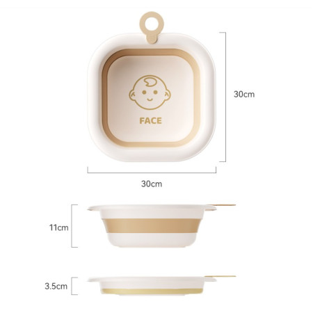 Cada Pliabila pentru Baie pentru Copii, Cyrax, Cadita pentru Bebelusi, Model Patrat pentru Fata, Maro, 30x30x3.5 cm, 3.5 L