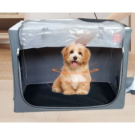 Cusca Animale pentru Uscare Blana,  din Textil, Fereastra Transparenta, 62 x 40 x 50 cm, Maro