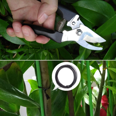 Set 10 Unelte de Gradina,  pentru Plantare Prelucrare Sol si Ingrijire Plante, Manere Negre, Material PVC si Otel Inoxidabil, Cutie Inclusa, 37x28x7 cm, Negru