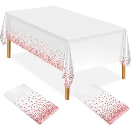 Fata de Masa, Cyrax, din PEVA, Imprimeu Buline, 137 x 274 cm, Impermeabila, Fara Pete, Curatare Rapida, Roz