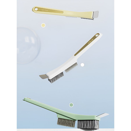 Perie de Sarma pentru Bucatarie,  din Doua Bucati, Maner Lung cu Gaura de Prindere, Peri din Otel, Anti-Reziduu, Anti-Murdarie, 24.5x2.7x6.7cm, Galben