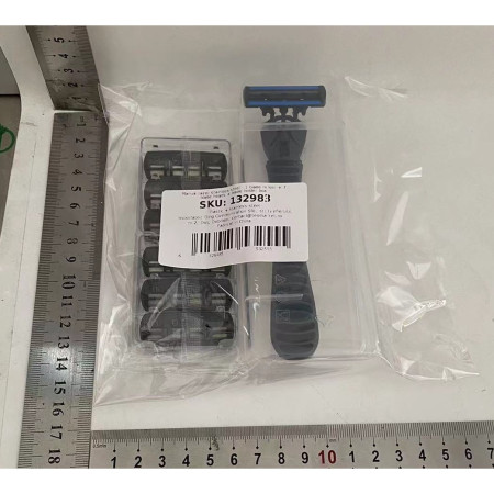 Aparat de Ras Manual,  din Otel Inoxidabil, Suport Lama + 7 Capete de Schimb Incluse, Cutie pentru Lame, Negru