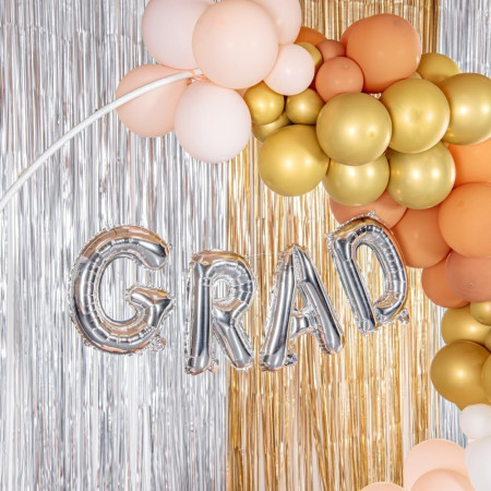 Balon Folie Metalizata Litera D, Cyrax, 80 cm, Umflati cu Heliu sau Aer, Ambalaj Individual, Pai inclus, Argintiu