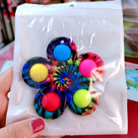 Cyrax Jucarie antistres simple dimple fidget toy spinner cu 5 buline, Multicolor Rainbow