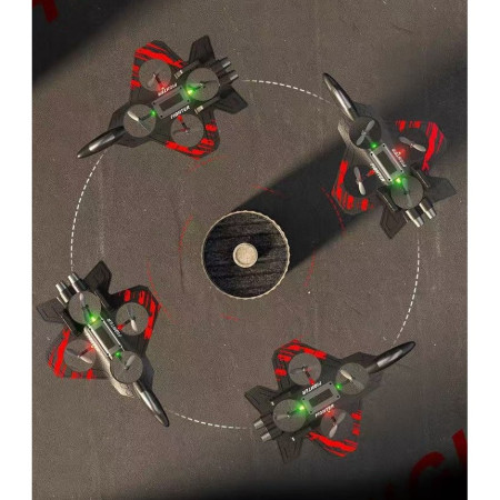 Jucarie Interactiva, Cyrax, Aeronava de Lupta, din EVA, cu Telecomanda, Incarcare USB, +14 Ani, 25.5 x 18 x 5.2 cm, Negru-Rosu