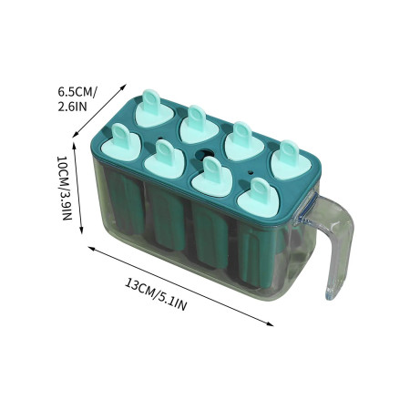 Forme de inghetata, Cyrax, 8 Forme din Silicon, Forma pentru Inghetata din si Sucuri Ghetate, 13 x 10 x 6.5 cm, Albastru