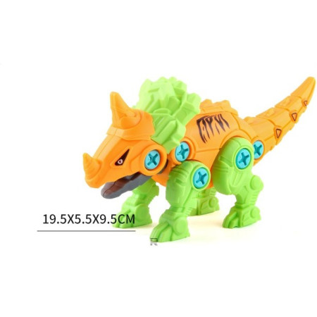 Set de Constructie/Asamblare, Cyrax, 4 Dinozauri, cu Bormasina Electrica, Baterii 2 x AA, Surubelnita si Cutie Depozitare, 22.5 x 14.5 x 15 cm, Multicolor