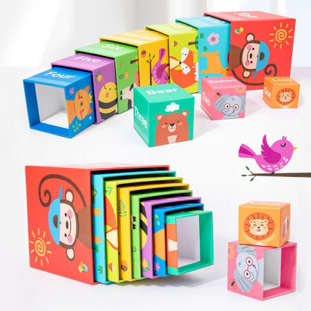 Jucarie de Construit, Cyrax, Blocuri Stivuibile, +3 Ani, 10 Cutii, Invatare numere 1-10, 13.4 x 13.4 x 13.4 cm, Multicolor