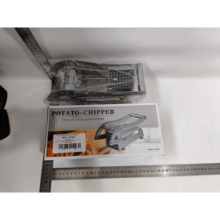 Feliator manual Cyrax, pentru cartofi pai si legume, din inox, cu 2 dimensiuni de feliere, 25.5 x 11.7 cm, argintiu