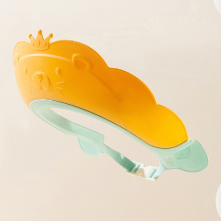 Cyrax Viziera de Protectie Baie Pentru Copii, Fippy, Model Coronita Leu, Dimensiune ajustabila, Durabil, Usor de curatat, Impotriva Samponului, pentru Ochi si Urechi, TPE+PP, 21x20.5 cm, Portocaliu