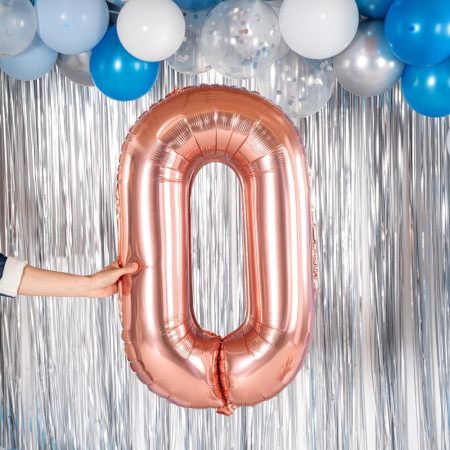 Balon Folie Metalizata Litera O, Cyrax, 100 cm, Umflati cu Heliu sau Aer, Ambalaj Individual, Pai inclus, Rose Gold