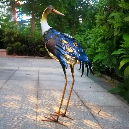 Decoratiune de Gradina cu Lampa solara,  Model Pasare, Iluminare Led si Incarcare Solara, 57 x 32 x 17 cm, pentru Exterior, Multicolor