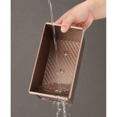 Tava pentru Paine, Cyrax, din Otel Carbon, 450 g, cu Capac, Antiaderenta, 21 x 11 x 11.5 cm, Roz Auriu