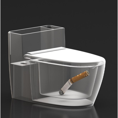 Scrumiera creativa  Forma de Toaleta, Capac Alb , Material ABS si Otel Inoxidabil, 12.5 x 10 x 8 cm, Fixare prin Lipire sau De Sine Statator, pentru Baie, Camera, Bucatarie, Balcon, Alb, model 2