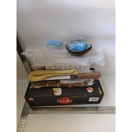 Set Ustensile pentru Sushi, Cyrax, Set din 19 Accesorii pentru Sushi, Set pentru Sushi HOME MADE, Cutit Inclus, Forme, Betisoare, Multicolor