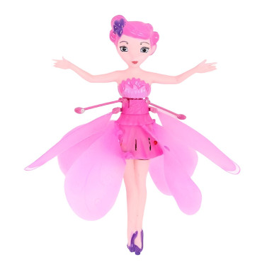 Papusa Zana Zburatoare, Cyrax, Jucarie cu Senzor pentru Coordonarea Miscarilor, Incarcare USB, cu Lumini, 19x6.5 cm, Roz