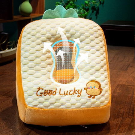 Set 2in1 Patura Microfibra si Perna din Spuma,  pentru Birou, Calatorii, Pauze, Model Paine, Microfibra, 1x1.7 m, 30x35x30 cm, Maro