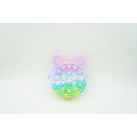 Jucarie antistres din silicon Cyrax, Pop it Now and Flip It ,Mini Geanta, Mickey Mouse, 6 cm, Macarons