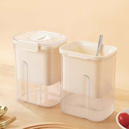 Kit Presa Pentru Branza, Cyrax, Filtru de Iaurt, Strecuratoare de Iaurt Grecesc, Filtru de lapte, 18x9.7x13 cm, Lingura Alba 20x1.6 cm, Alb